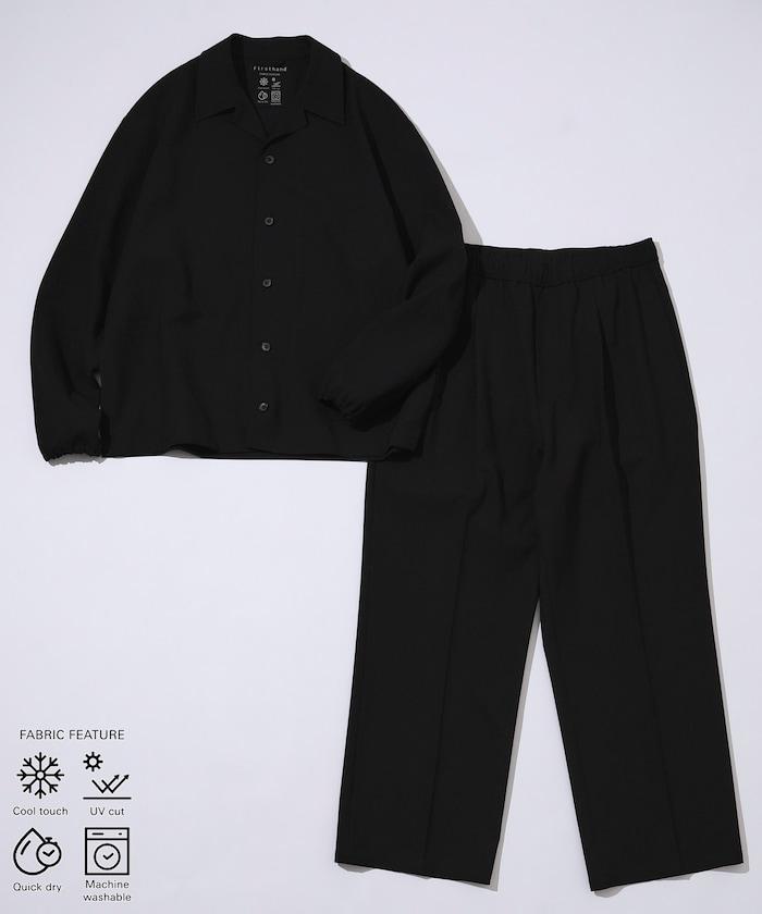 功能性面料 寬鬆 CPO襯衫＋闊腿休閒褲 速幹 涼感 防紫外線 可機洗 套裝