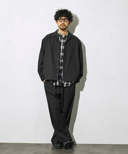 功能性面料 寬鬆 CPO襯衫＋闊腿休閒褲 速幹 涼感 防紫外線 可機洗 套裝