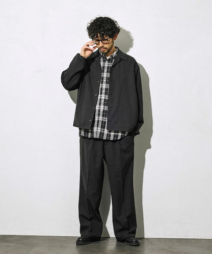 功能性面料 寬鬆 CPO襯衫＋闊腿休閒褲 速幹 涼感 防紫外線 可機洗 套裝