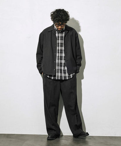 功能性面料 寬鬆 CPO襯衫＋闊腿休閒褲 速幹 涼感 防紫外線 可機洗 套裝