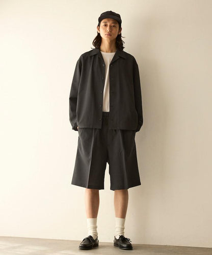 功能性面料 寬鬆 CPO襯衫＋闊腿休閒褲 速幹 涼感 防紫外線 可機洗 套裝