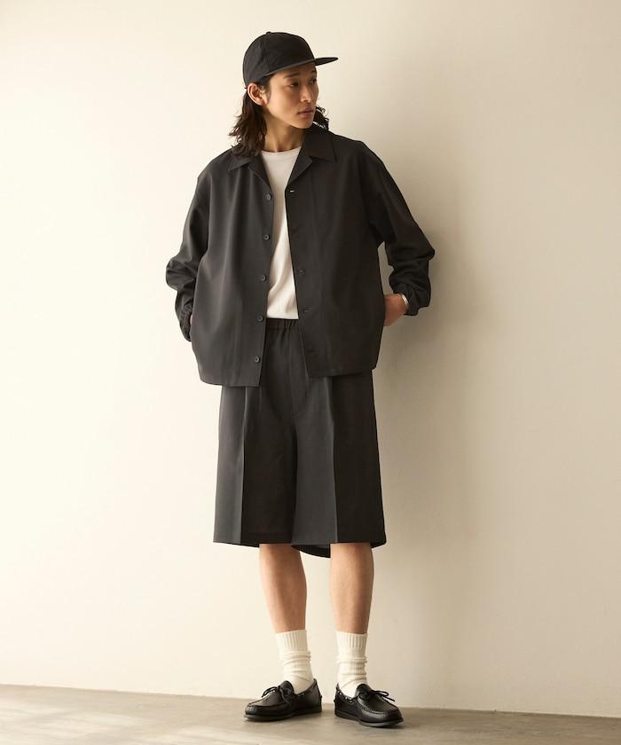 功能性面料 寬鬆 CPO襯衫＋闊腿休閒褲 速幹 涼感 防紫外線 可機洗 套裝