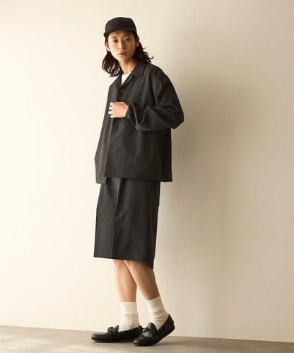 功能性面料 寬鬆 CPO襯衫＋闊腿休閒褲 速幹 涼感 防紫外線 可機洗 套裝