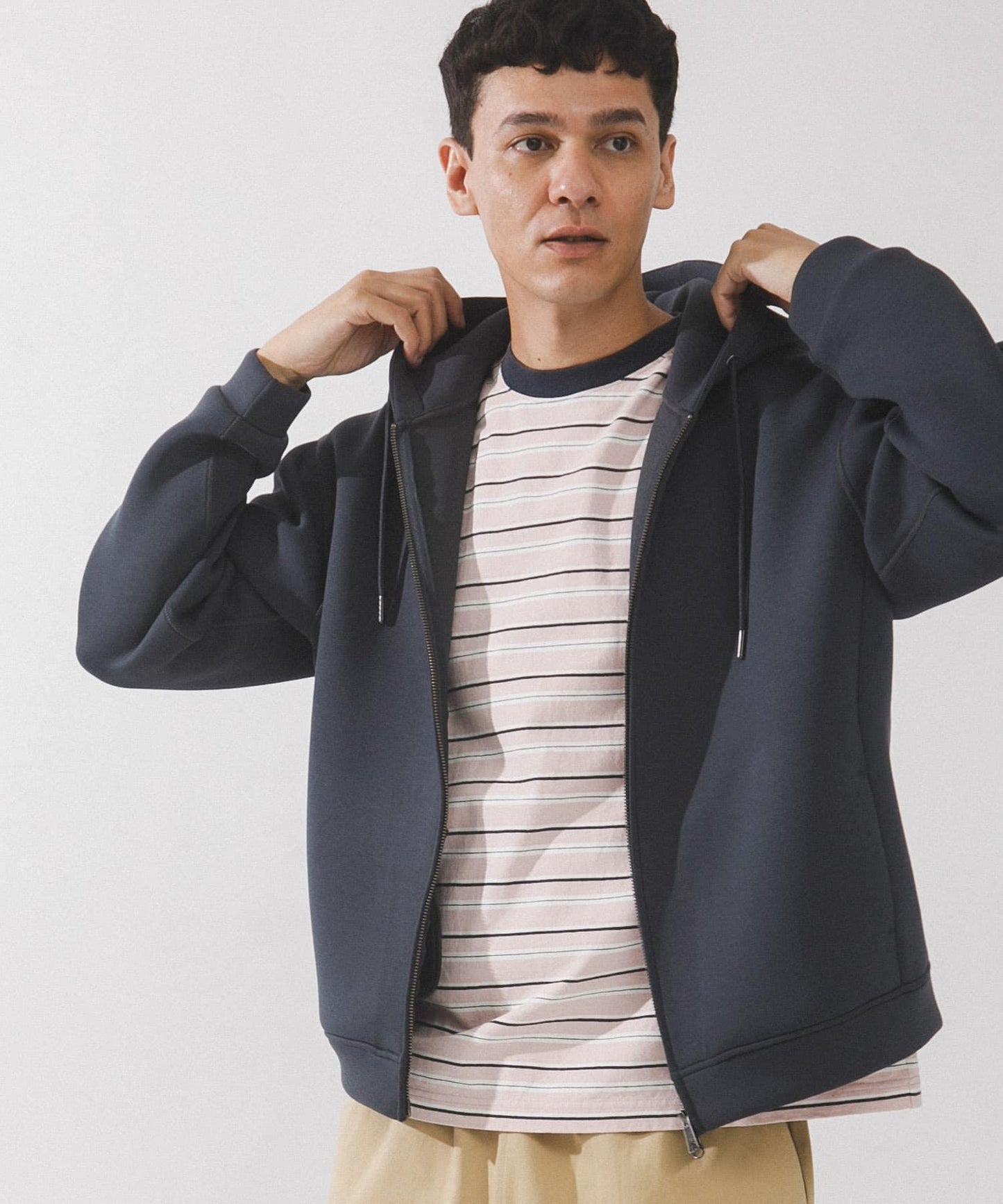 空氣層針織 拉鍊連帽衛衣