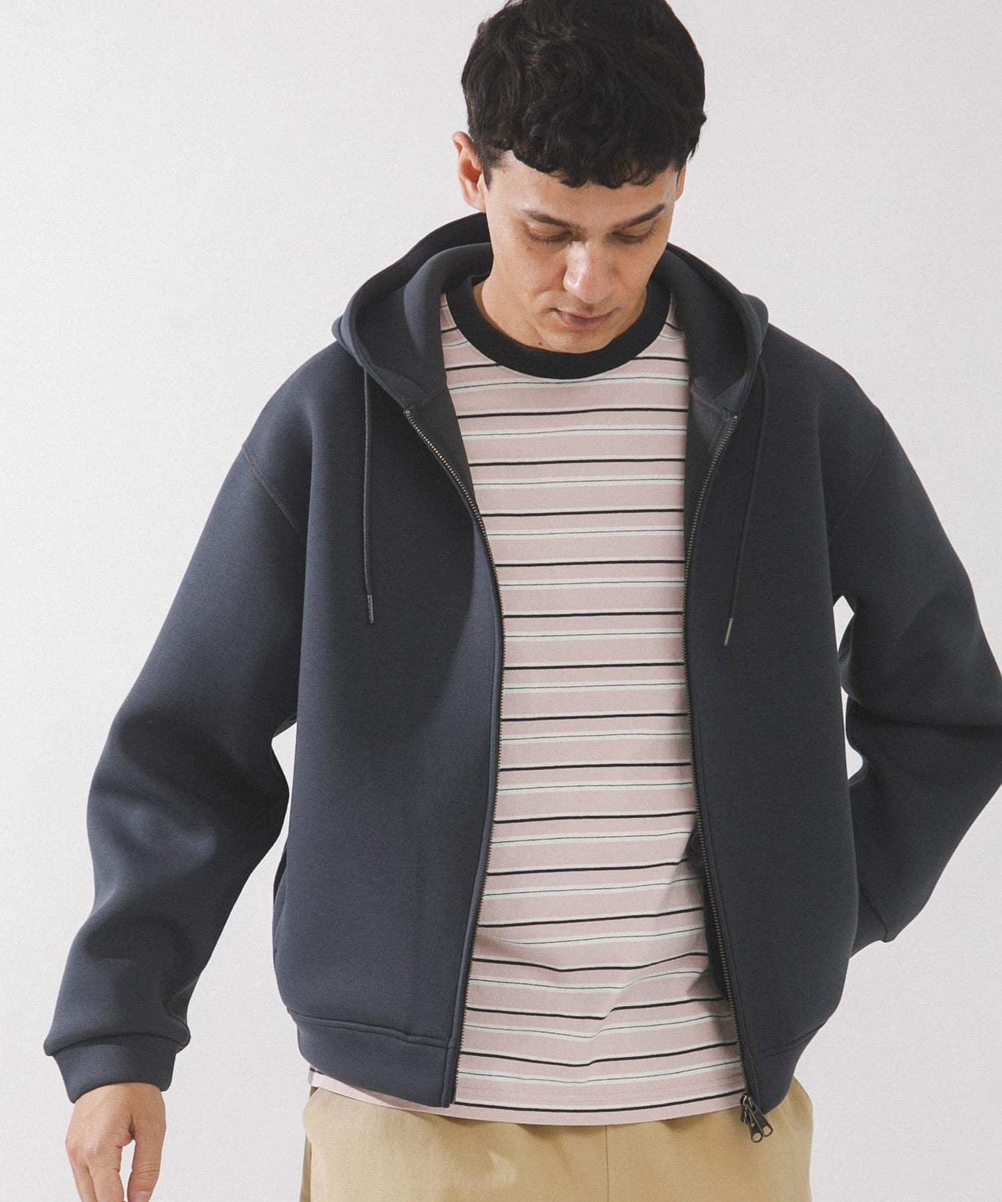 空氣層針織 拉鍊連帽衛衣