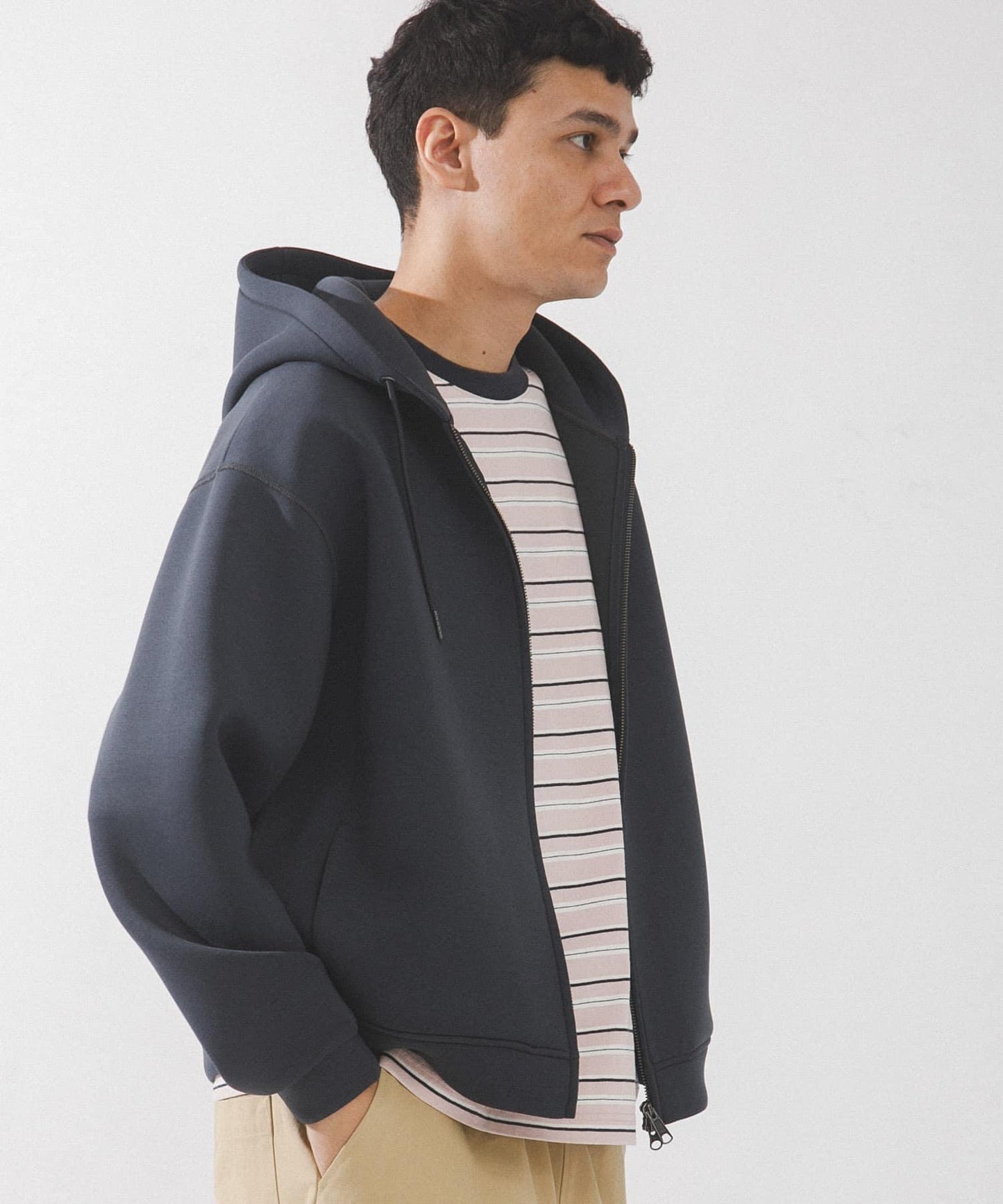 空氣層針織 拉鍊連帽衛衣