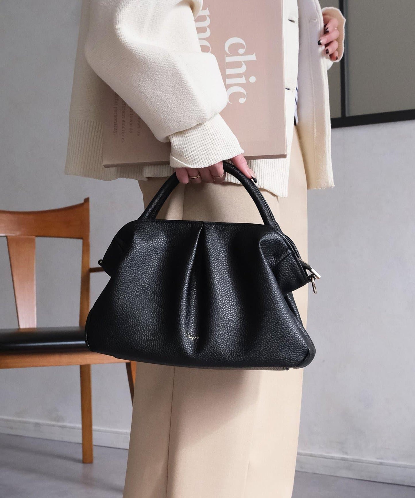 褶皺設計迷你波士頓包