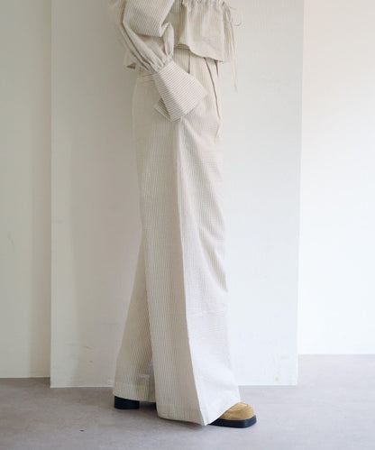 條紋翻蓋設計褲子