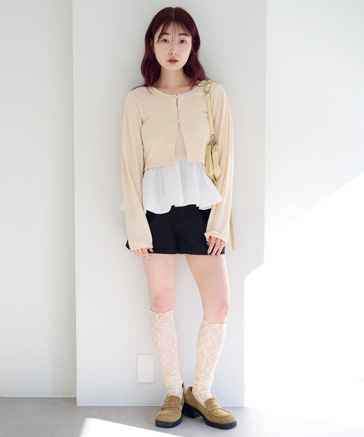 泡泡吊帶開衫套裝