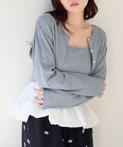 泡泡吊帶開衫套裝