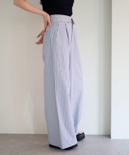 條紋翻蓋設計褲子