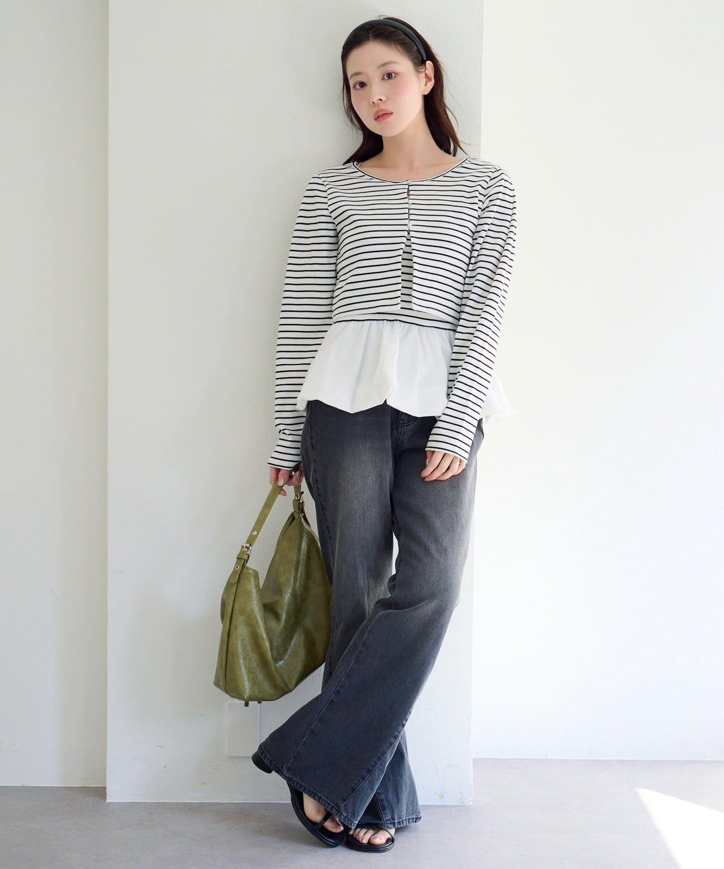 泡泡吊帶開衫套裝