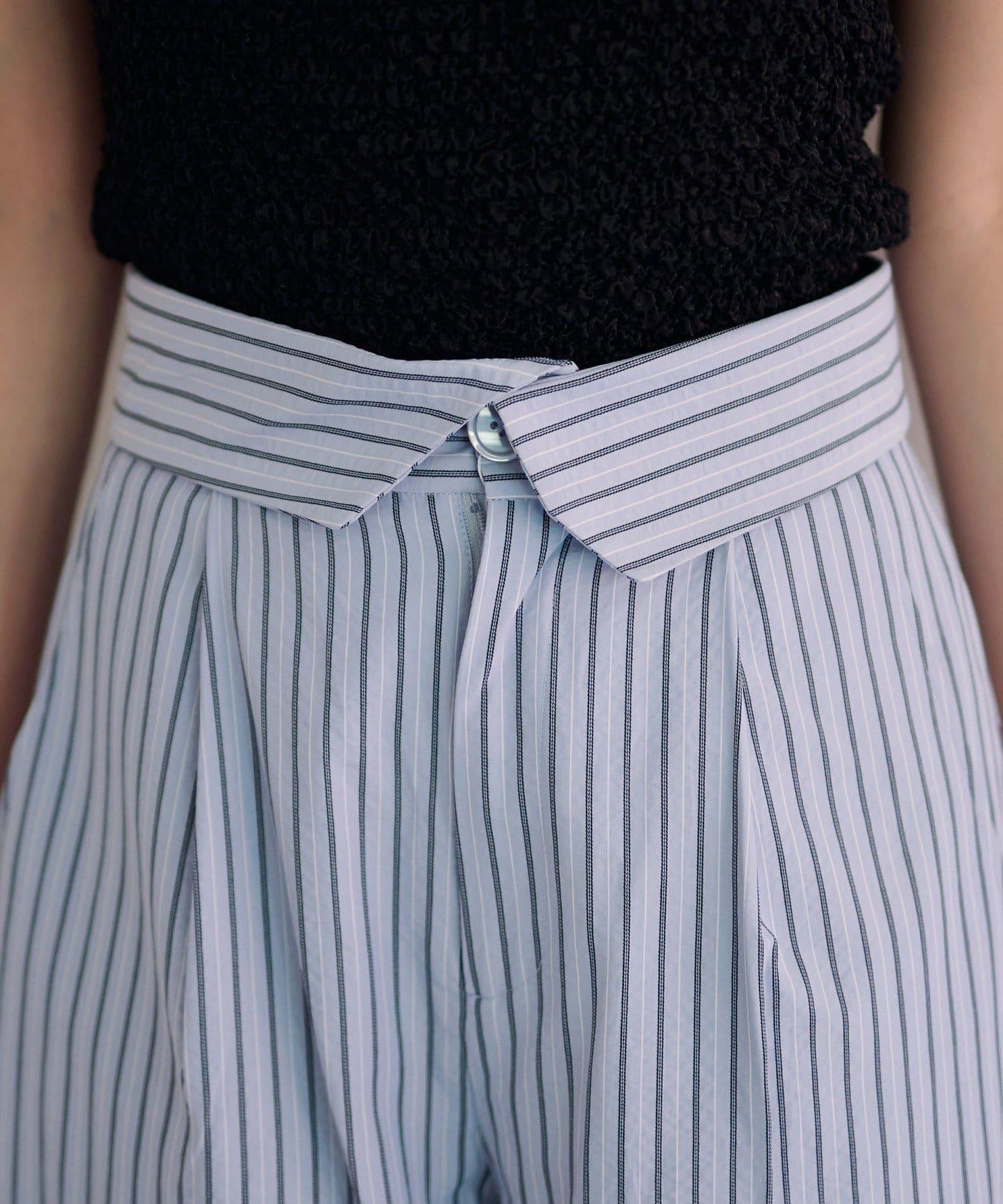 條紋翻蓋設計褲子