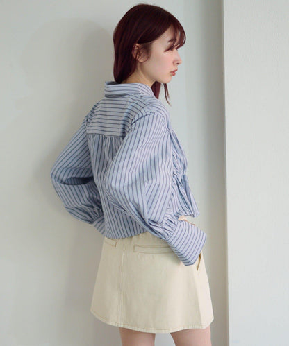 前蝴蝶結條紋襯衫