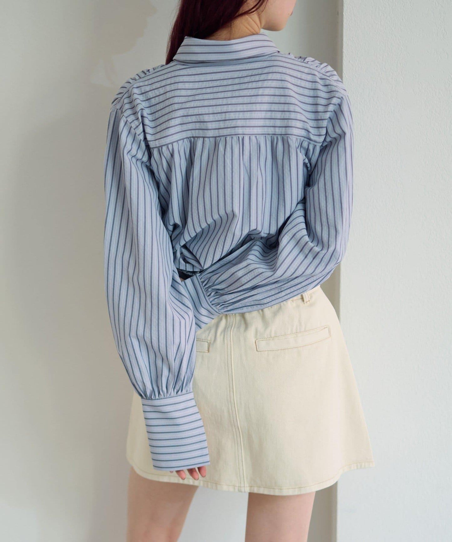 前蝴蝶結條紋襯衫