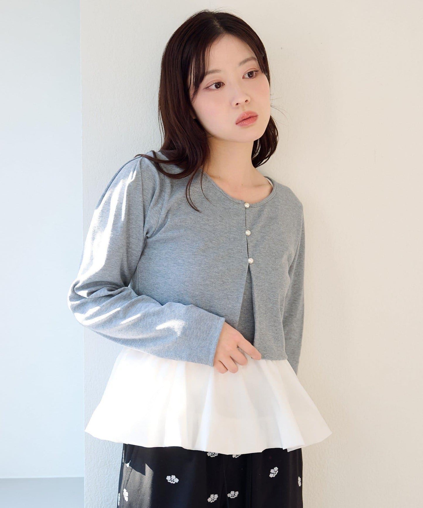 泡泡吊帶開衫套裝