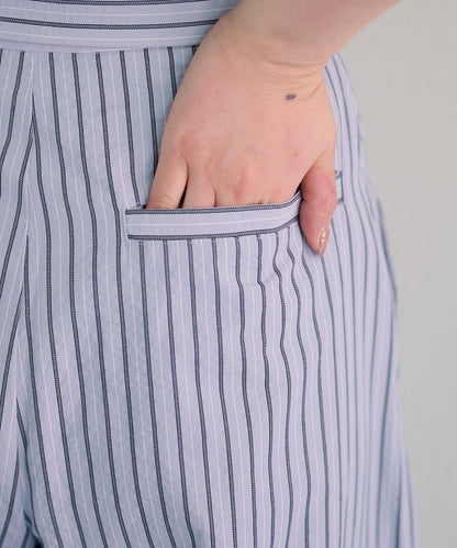 條紋翻蓋設計褲子