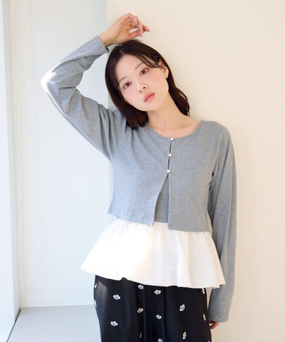 泡泡吊帶開衫套裝