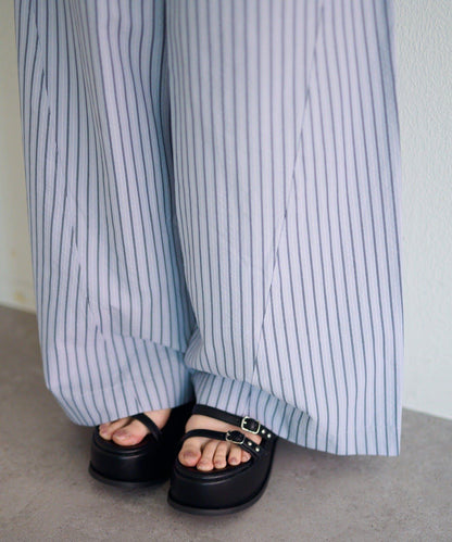 條紋翻蓋設計褲子