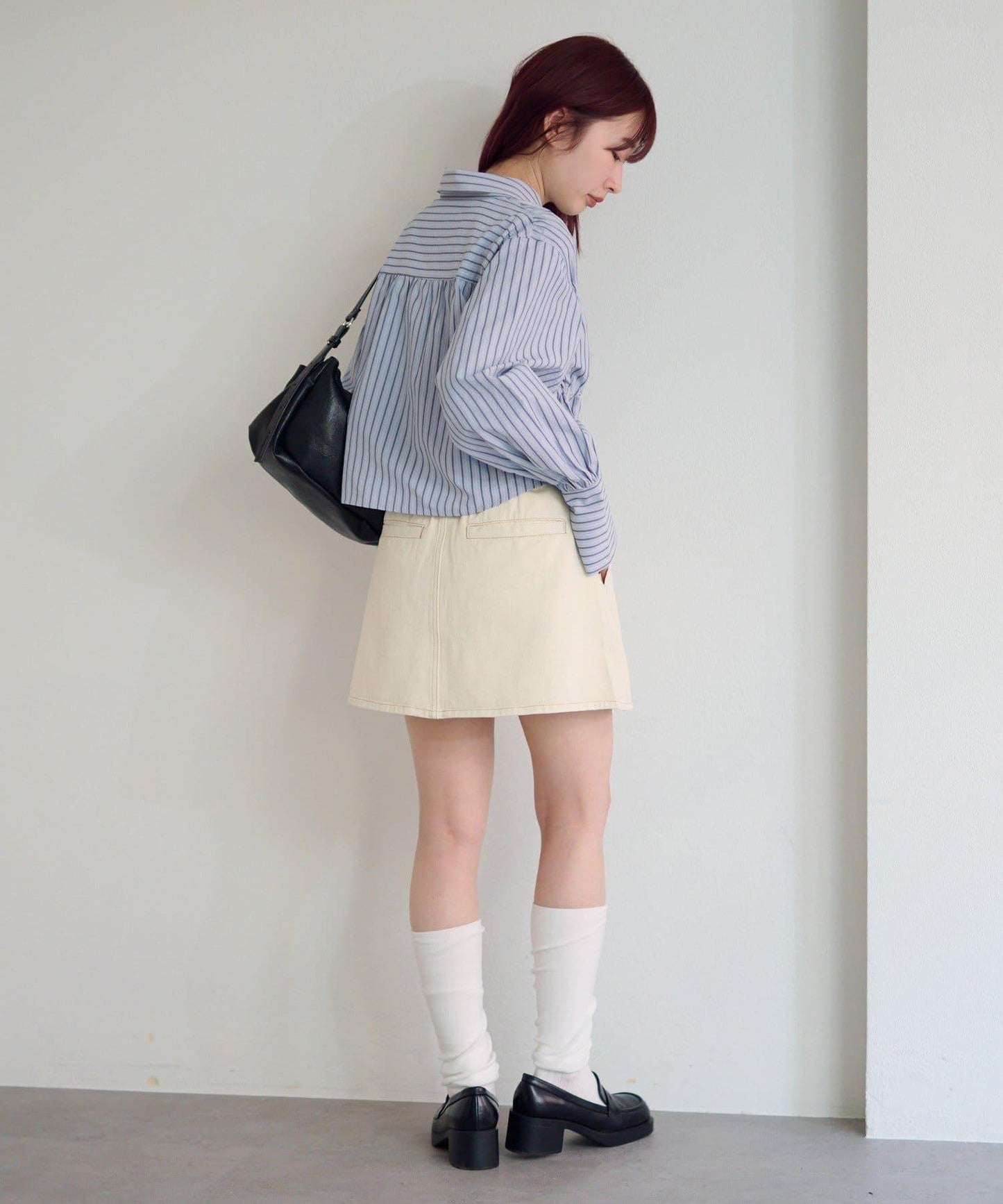 前蝴蝶結條紋襯衫