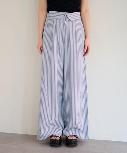 條紋翻蓋設計褲子