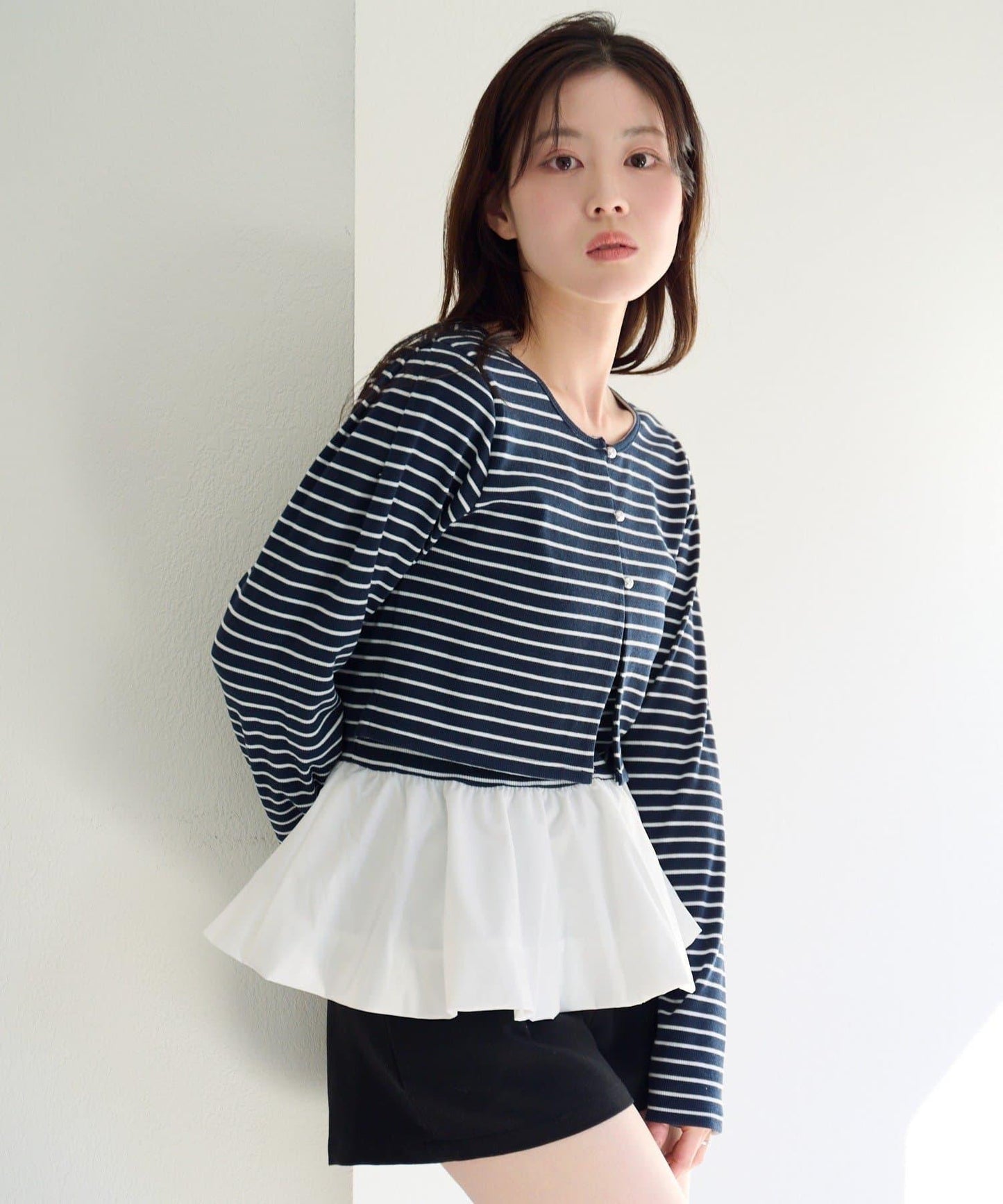 泡泡吊帶開衫套裝