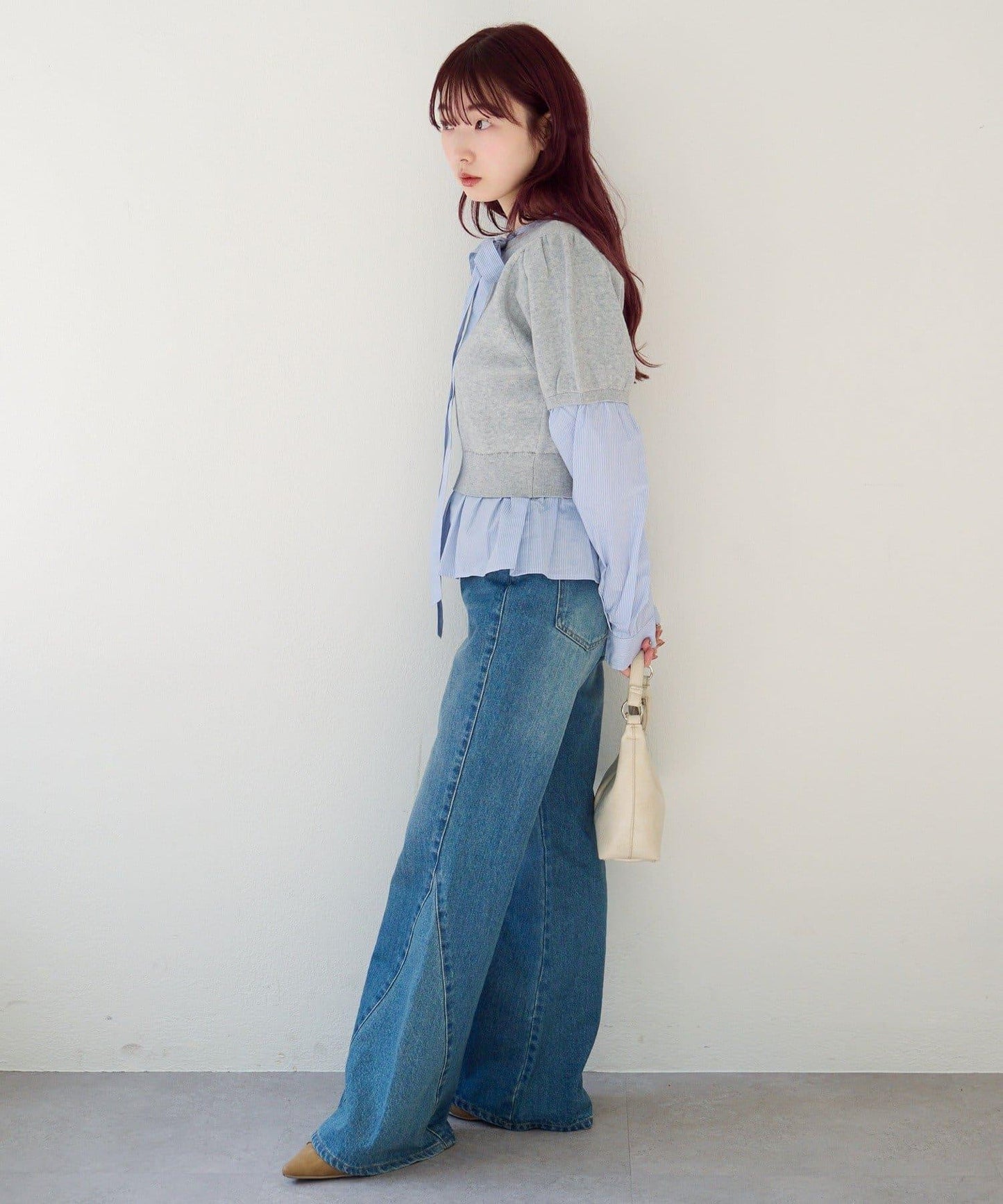 拼接蝴蝶結設計套頭上衣