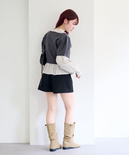 拼接蝴蝶結設計套頭上衣