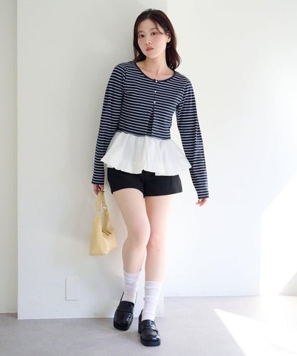 泡泡吊帶開衫套裝