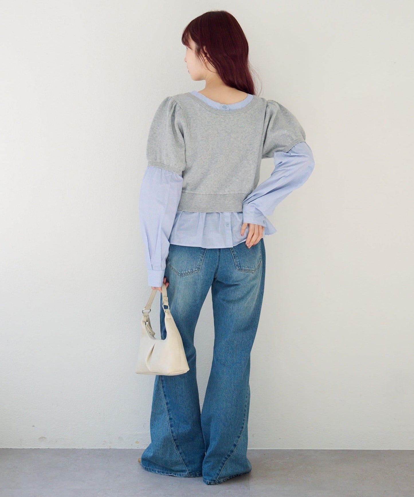 拼接蝴蝶結設計套頭上衣