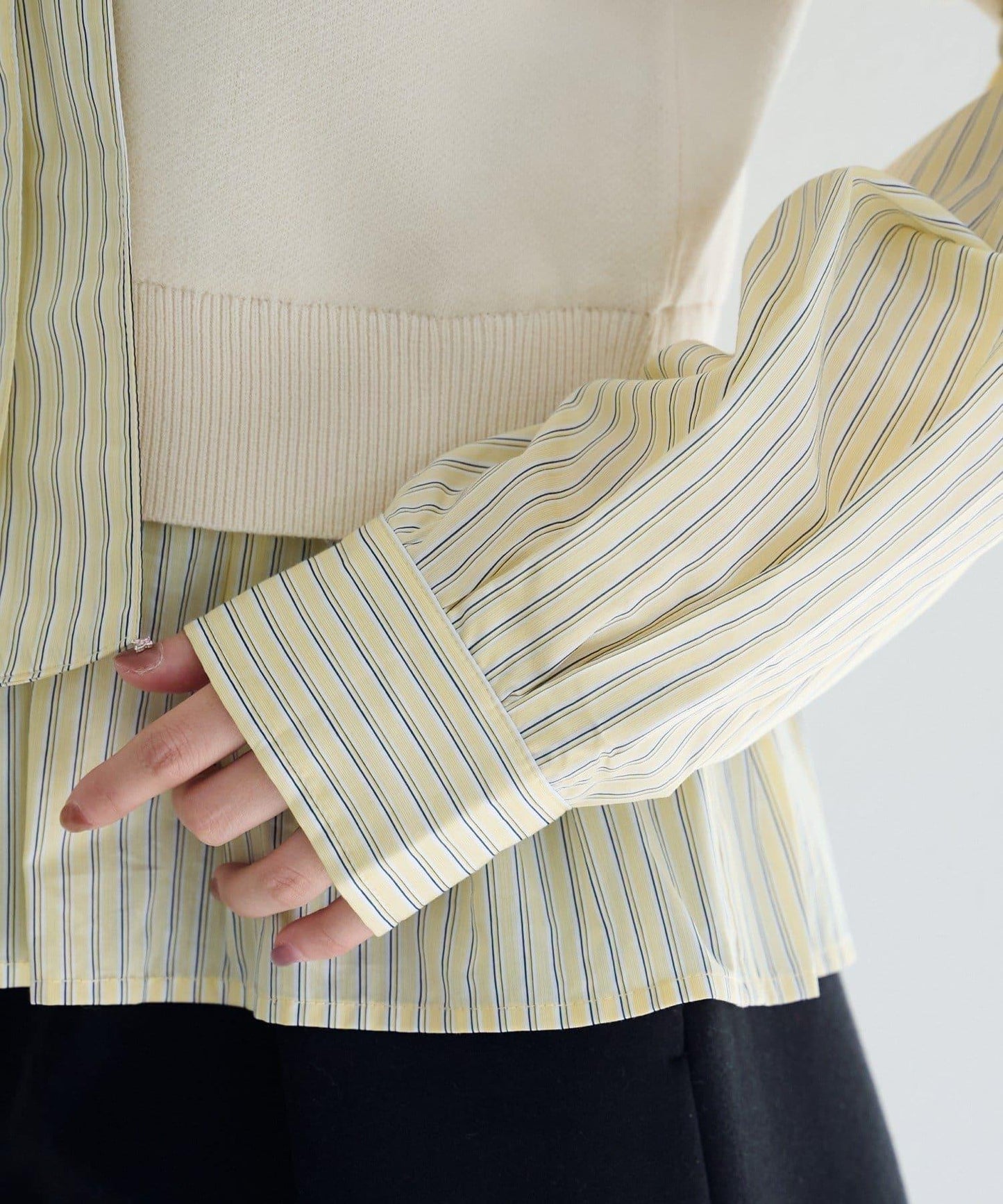 拼接蝴蝶結設計套頭上衣