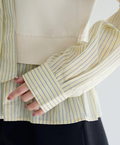 拼接蝴蝶結設計套頭上衣