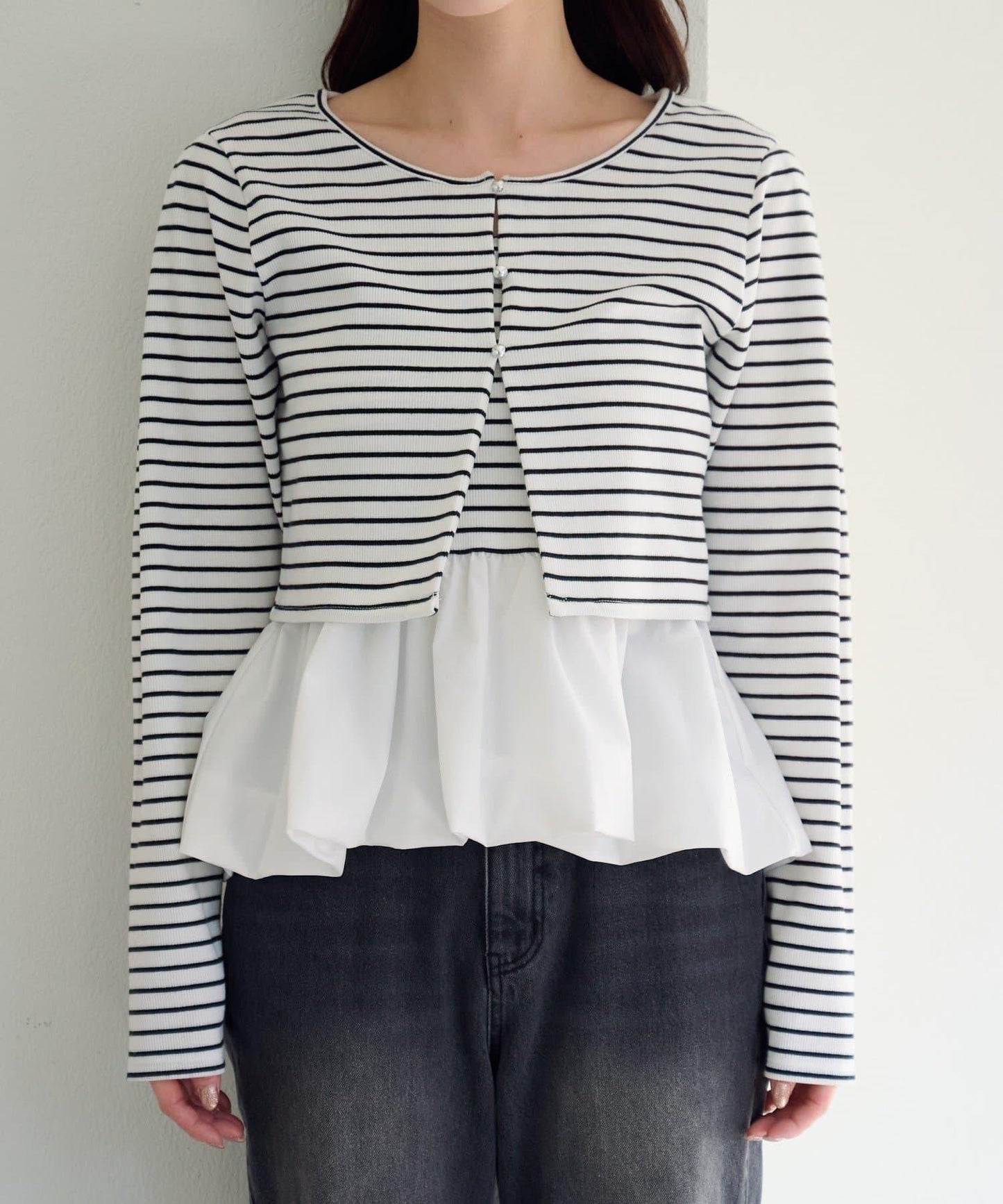 泡泡吊帶開衫套裝