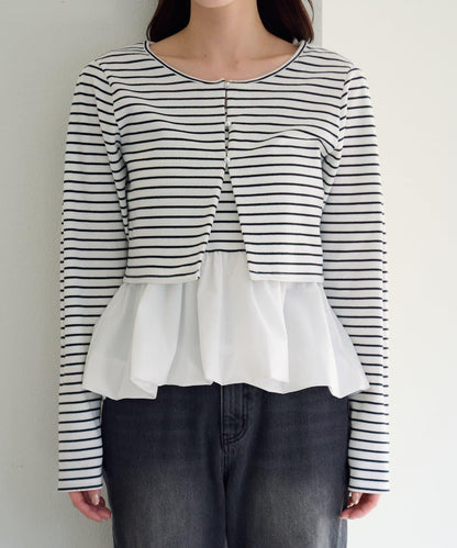 泡泡吊帶開衫套裝