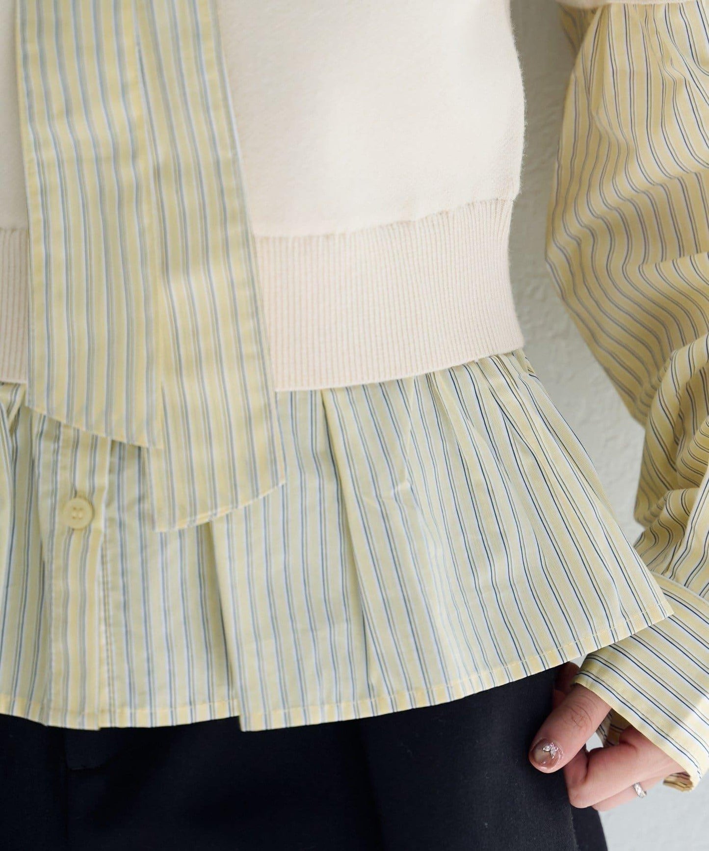 拼接蝴蝶結設計套頭上衣