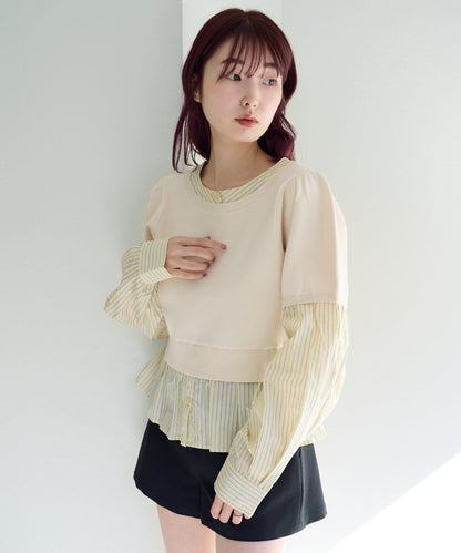 拼接蝴蝶結設計套頭上衣