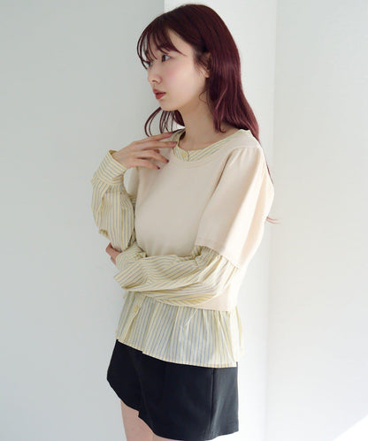 拼接蝴蝶結設計套頭上衣