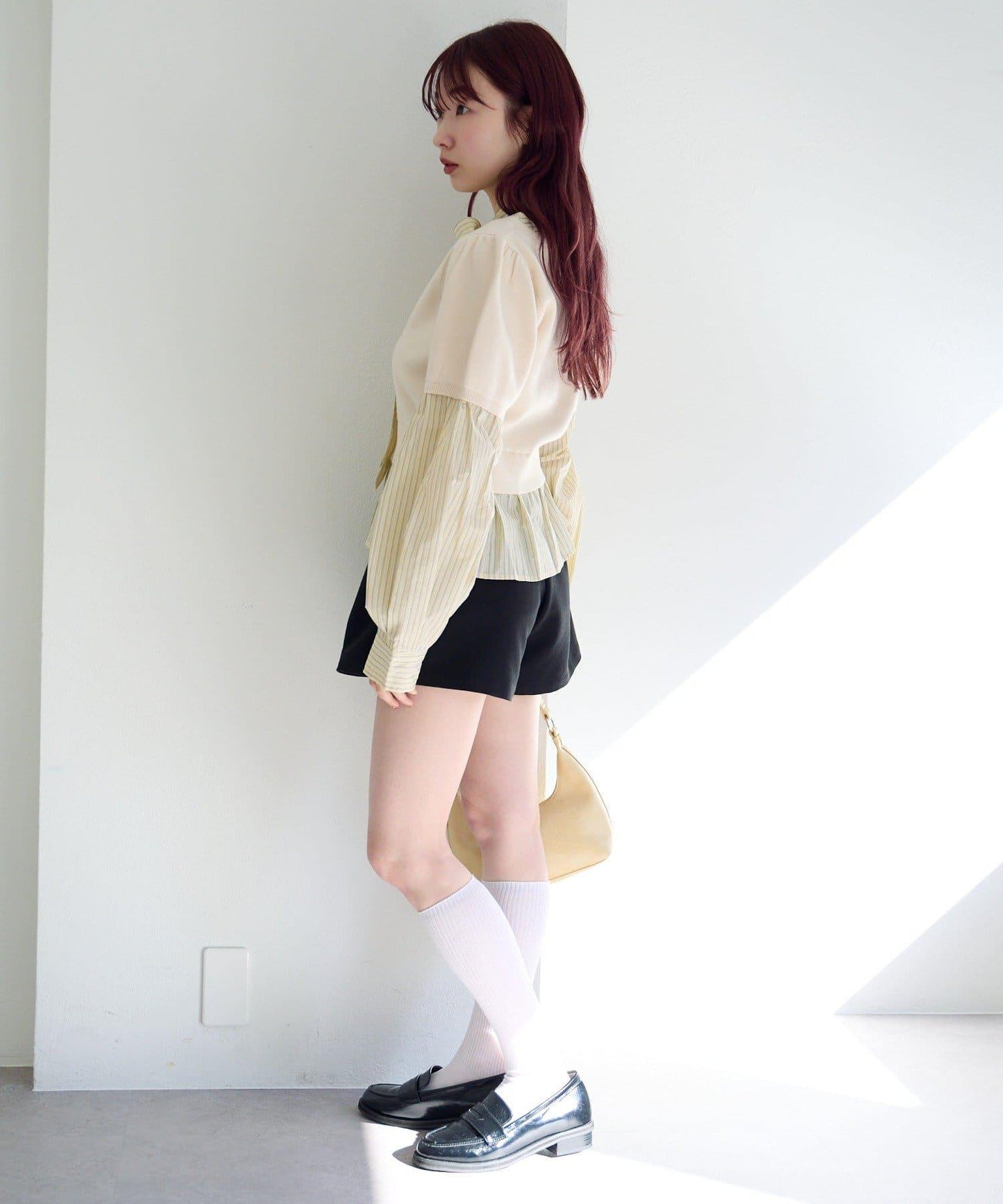 拼接蝴蝶結設計套頭上衣