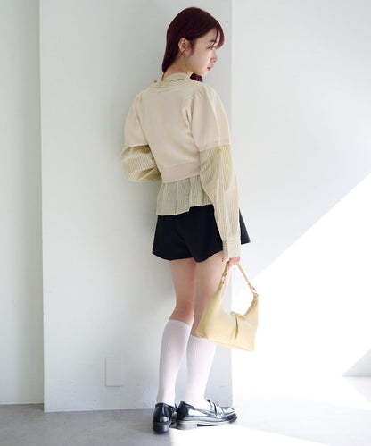 拼接蝴蝶結設計套頭上衣