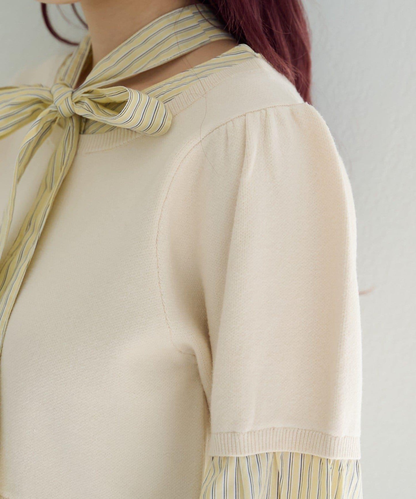 拼接蝴蝶結設計套頭上衣