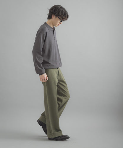 斜紋雙寬闊腿褲