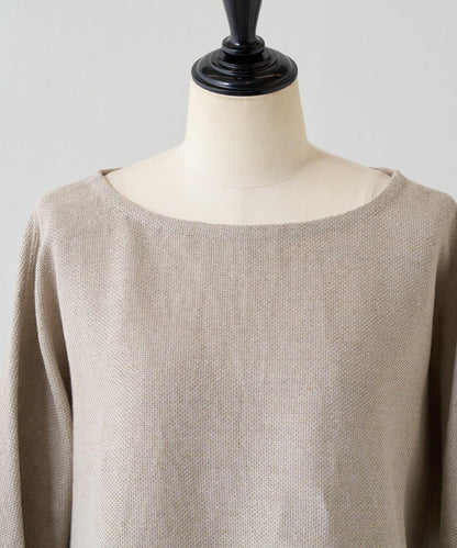亞麻Inlay針織套頭上衣