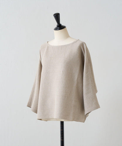 亞麻Inlay針織套頭上衣