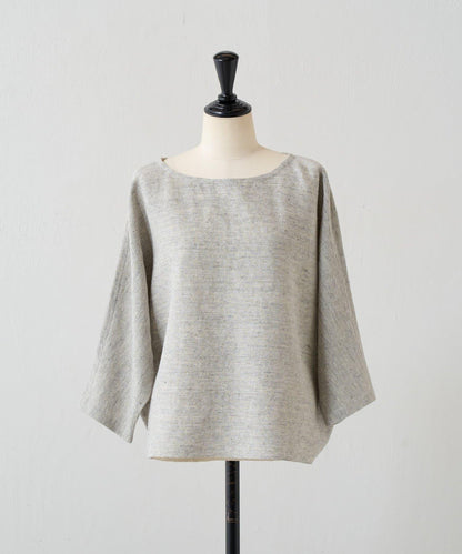 亞麻Inlay針織套頭上衣