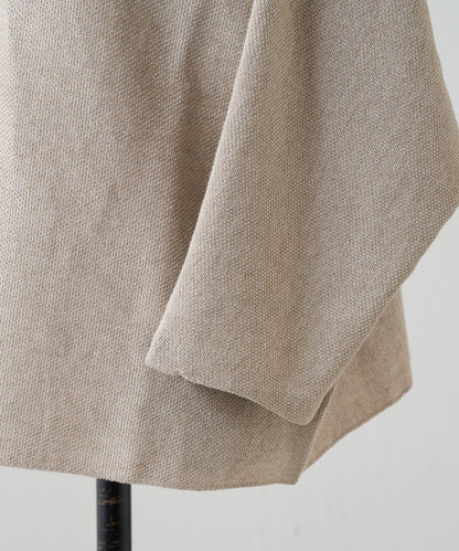 亞麻Inlay針織套頭上衣