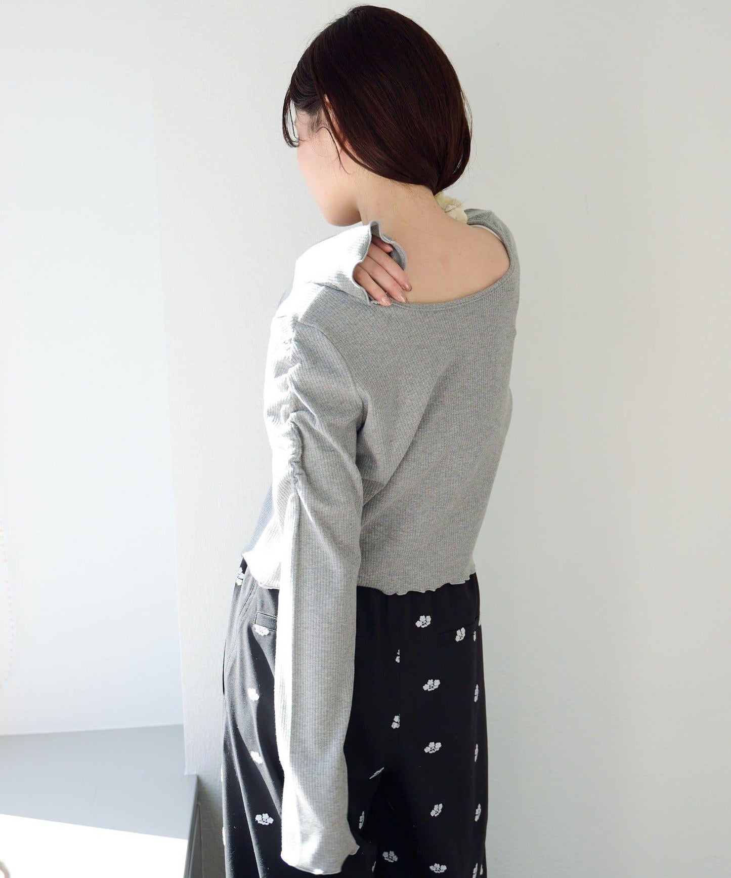 波點與純色 針拔羅紋 針織開衫