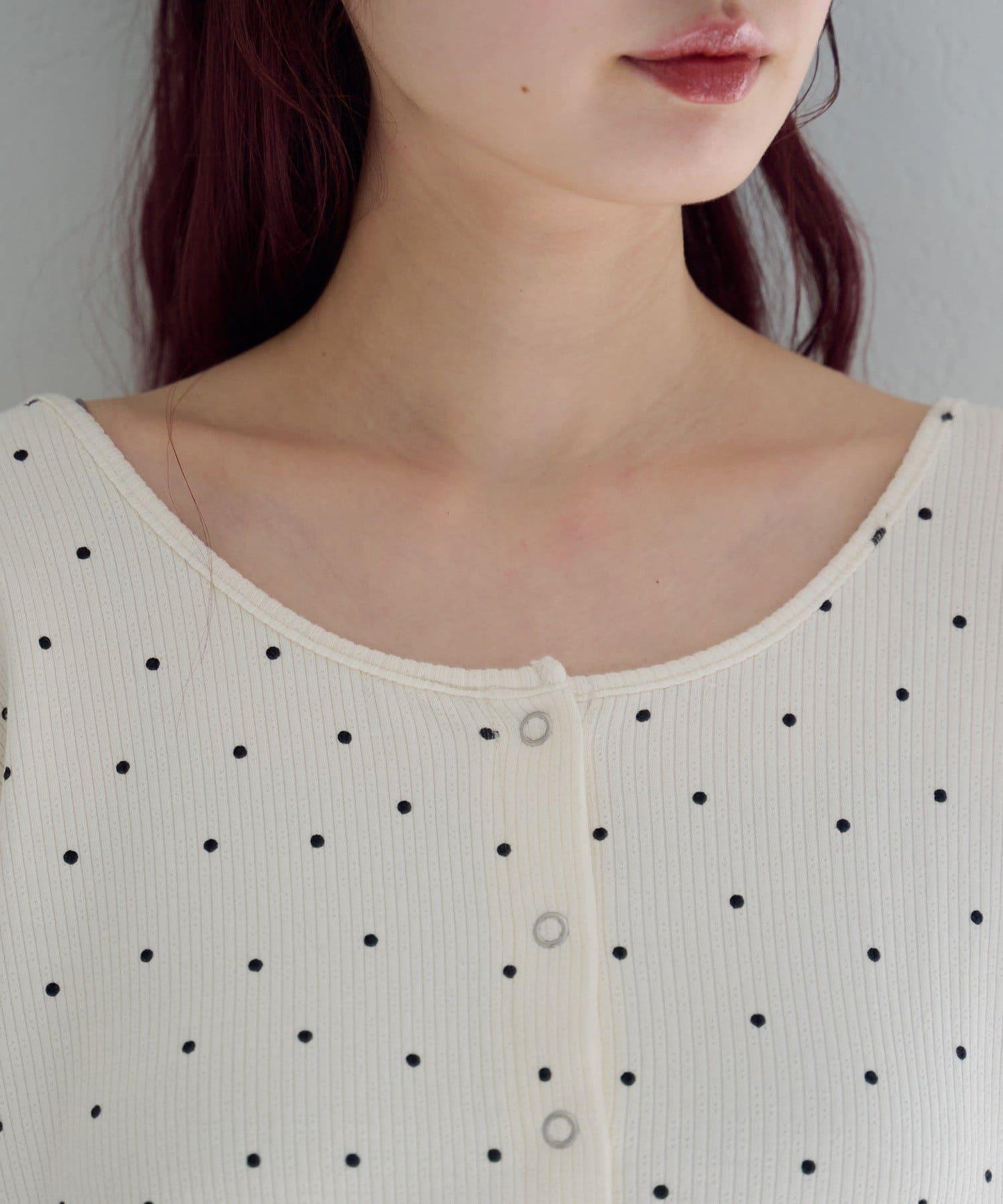 波點與純色 針拔羅紋 針織開衫