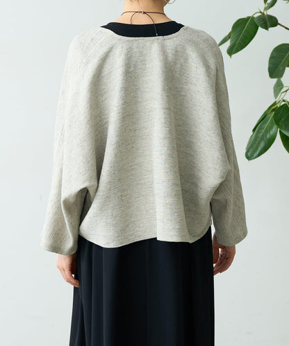 亞麻嵌織針織開衫