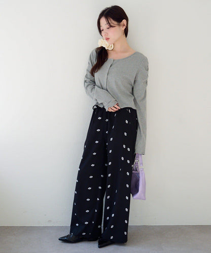 波點與純色 針拔羅紋 針織開衫