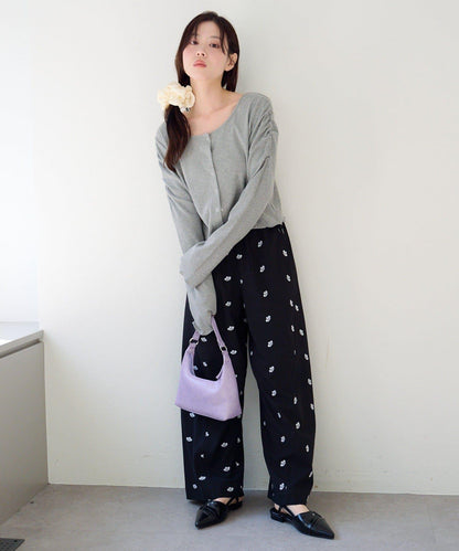 波點與純色 針拔羅紋 針織開衫